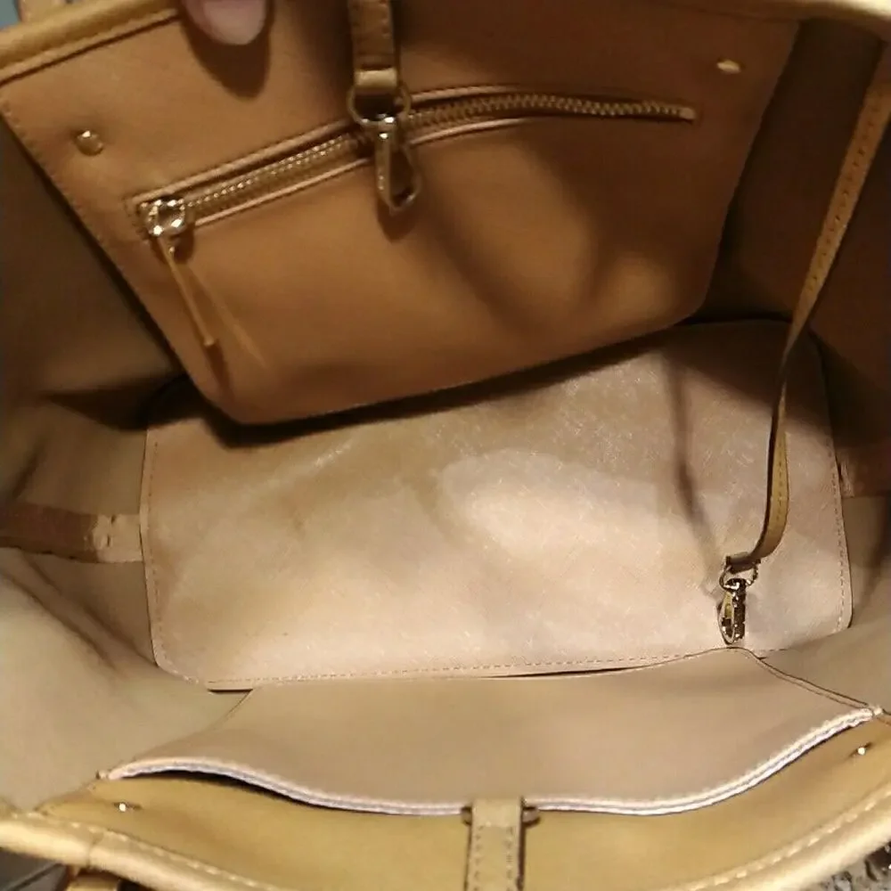 Michael Kors Tan Leather Handbag Large Tote Shopper Bag EUC